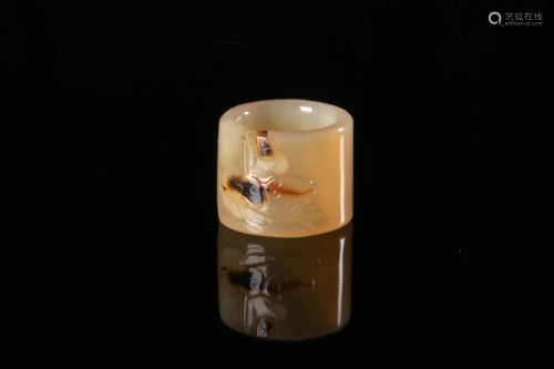 CHINESE SHADOW AGATE THUMB RING