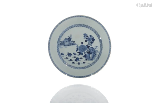CHINESE EXPORT BLUE & WHITE PORCELAIN CHARGER