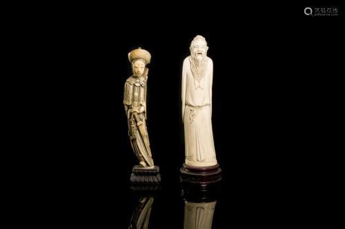 TWO CHINESE NATURAL CARVED FIGURES