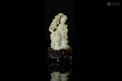 CHINESE JADE CARVING OF FIGURES ON W…