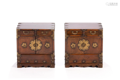 PAIR OF SMALL KOREAN WOOD CHESTS