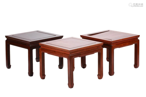 THREE CHINESE SQUARE LOW TABLES