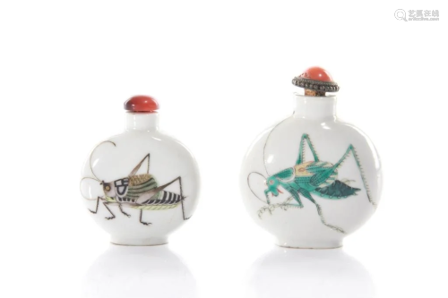 TWO CHINESE ENAMEL PAINTED PORCELAIN SNUFF …