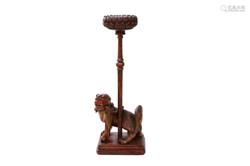 CHINESE LACQUERED FU DOG LOTUS STAND