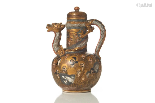 LARGE JAPANESE SATSUMA POTTERY EWER