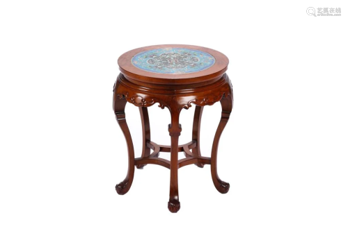 CHINESE HARDWOOD SIDE TABLE WITH CLOISONN…