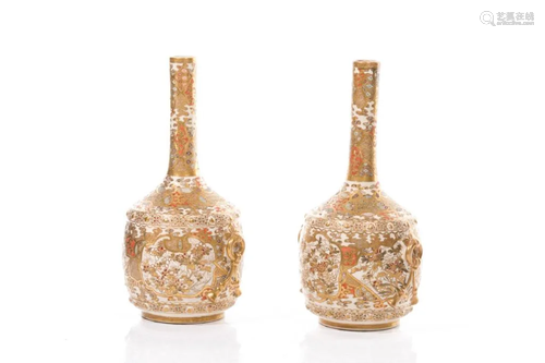 PAIR OF JAPANESE SATSUMA POTTERY VASES