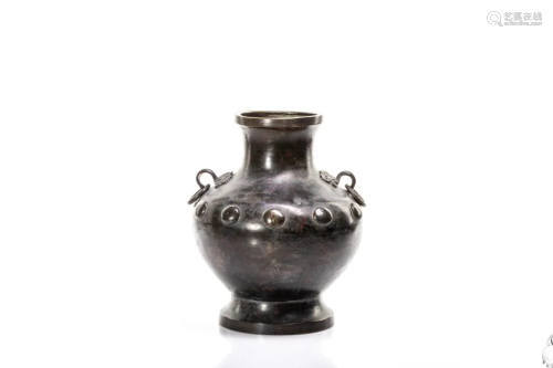 SONG DYNASTY SILVER INLAID BRONZE HU JAR