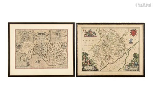 TWO ANTIQUE FRAMED MAPS OF ENGLISH COUNTY