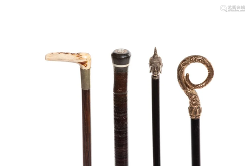 FOUR ANTIQUE MINIATURE WALKING STICKS