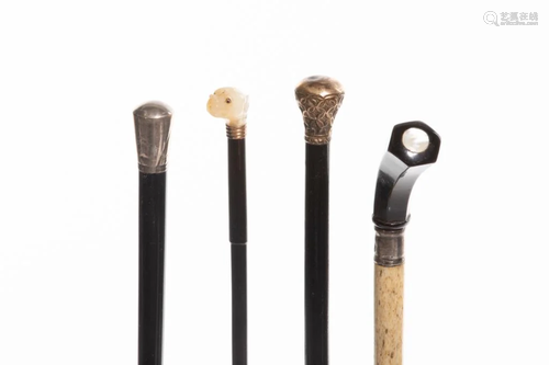 FOUR ANTIQUE MINIATURE WALKING STICKS