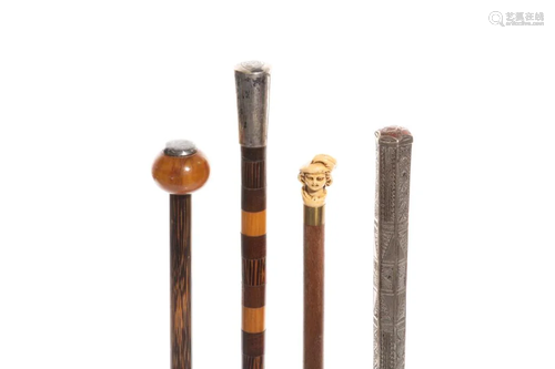 FOUR ANTIQUE MINIATURE WALKING STICKS