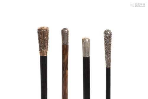 FOUR ANTIQUE MINIATURE WALKING STICKS