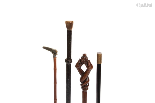 FOUR ANTIQUE MINIATURE CANES