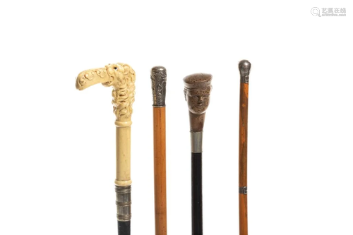 FOUR ANTIQUE MINIATURE CANES