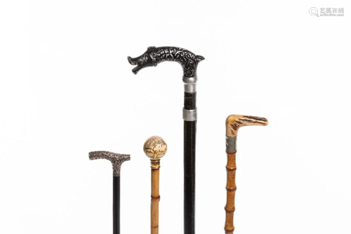 FOUR ANTIQUE MINIATURE CANES