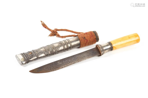 NORTH AFRICAN DAGGER WITH SILVER SCABB…