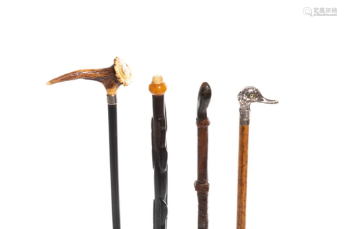 FOUR ANTIQUE MINIATURE CANES