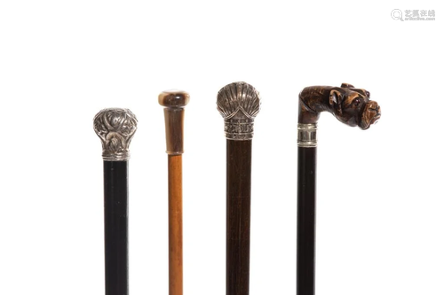 FOUR ANTIQUE MINIATURE WALKING STICKS …