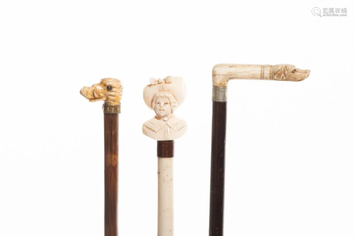 THREE ANTIQUE MINIATURE CANES