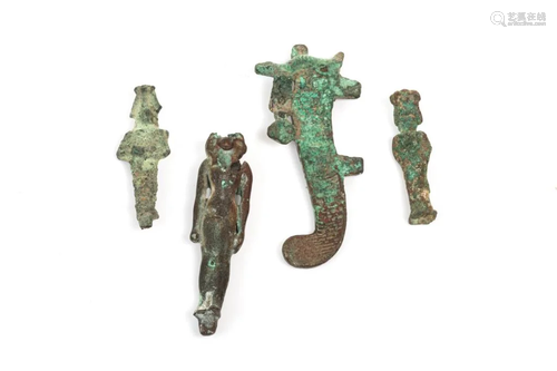 FOUR EGYPTIAN BRONZES