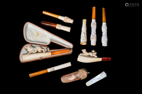 GROUP OF CIGARETTE AND CHEROOT HOLDERS