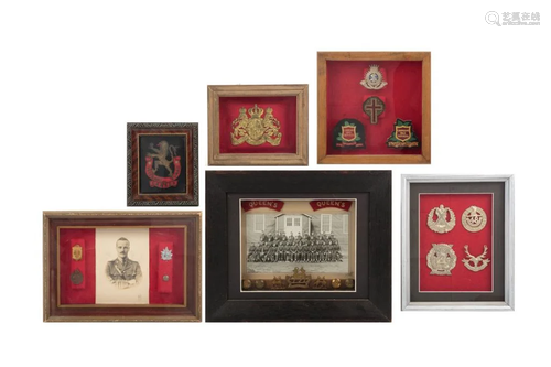 A GROUP OF FRAMED MILITARY ITEMS