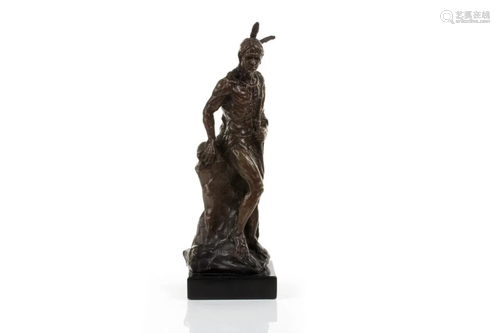 CONTEMPORARY BRONZE NATIVE HUNTER