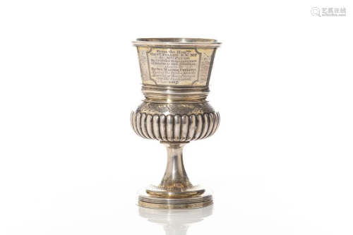 A GEORGIAN SILVER GOBLET OF MILITARY INTERES…