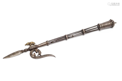 19TH C. INDIAN STEEL ELEPHANT GOAD (ANKUS)