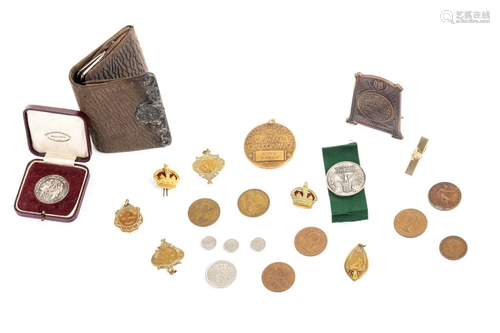 GROUP OF MEDALS AND COINS