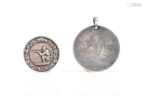 TWO STERLING SHOOTING MEDAL