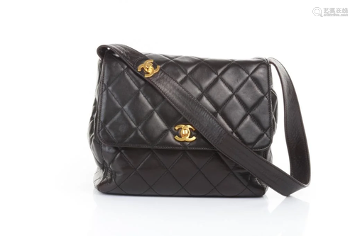 VINTAGE CHANEL BLACK QUILTED LEATHER FLAP…