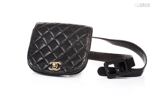 VINTAGE CHANEL QUILTED LEATHER POUCH BEL…