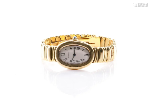 LADY'S CARTIER GOLD BAGNOIRE WRIST WATCH