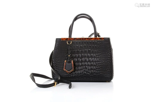 FENDI SMALL BLACK 2JOURS SATCHEL