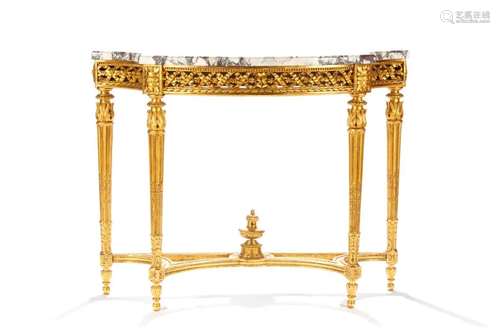 19TH C FRENCH MARBLE TOP CONSOLE TABLE