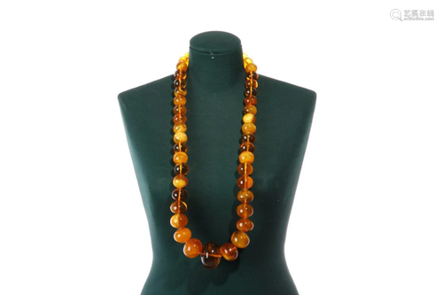 MONUMENTAL NATURAL AMBER BEADED NECKLACE