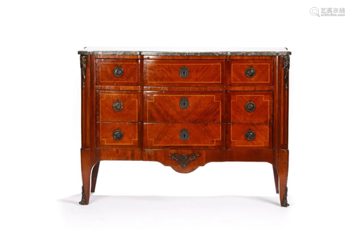 FRENCH TRANSITIONAL MARBLE TOP COMMODE