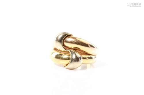 ITALIAN MIXED GOLD DOUBLE KNOT RING, 9g
