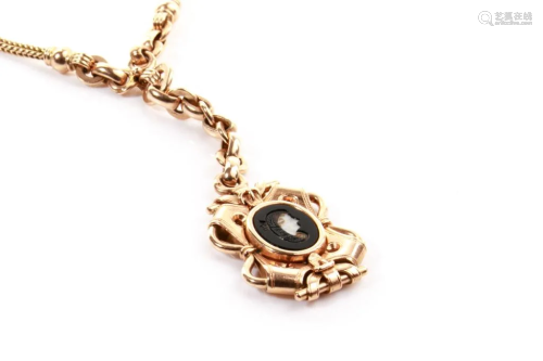 CONTINENTAL 19TH C ROSE GOLD FOB CHAIN, 36g