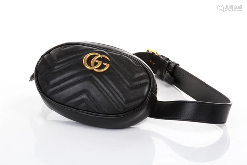 GUCCI BLACK GG MARMONT MATELASSE BELT B…