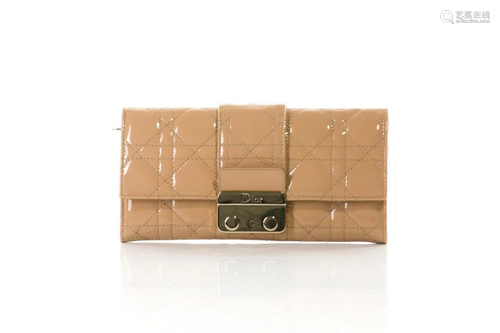 LADY DIOR CARAMEL PATENT LEATHER WALLET