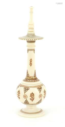 18th century Persian ivory scent bottle, 12cm high : For Further Condition Reports Please Visit