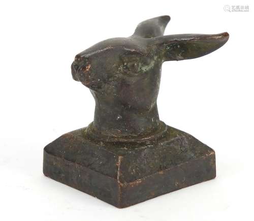 Chinese patinated bronze seal with character marks, 4cm high : For Further Condition Reports