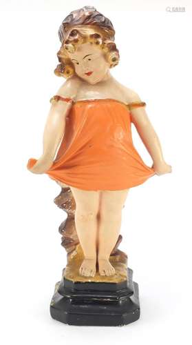 1920's hand painted plaster figurine of a young girl, 58.5cm high : For Further Condition Reports