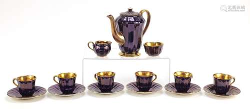 Wade Royal Victoria purple lustre six place coffee service, the coffee pot 17cm high : For Further