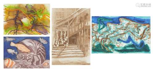 Margaret McGregor Betts - Three pencil signed prints and a watercolour, each mounted, framed and