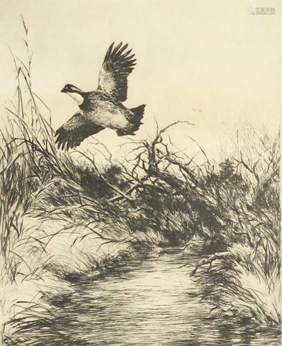 Roland Clark - Season's end, pencil signed dry point etching, reproduced in Talio-Crone, mounted and