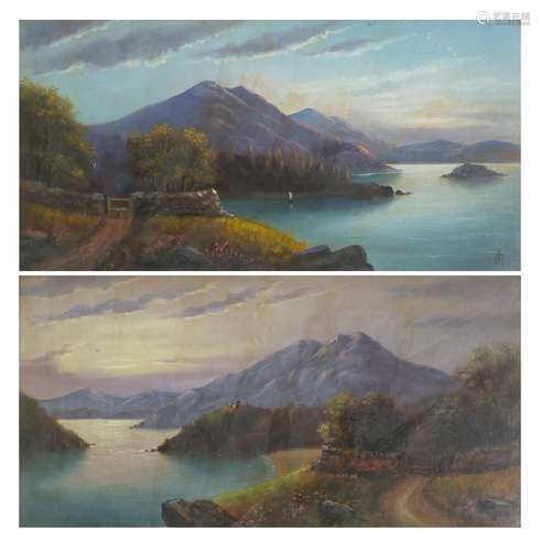 Continental landscapes, pair of 19th century oils, framed and glazed, each 54.5cm x 28cm : For